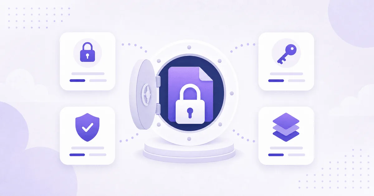 Illustration of layered cloud storage security with encryption, access control, and audit logging.